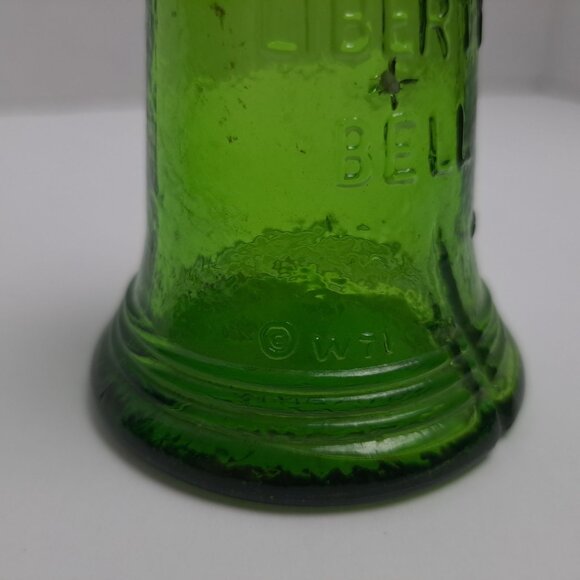 Wheaton Liberty Bell Decanter Green Glass Bottle Vintage 5" by 3" Patriotic Mini - Picture 8 of 16